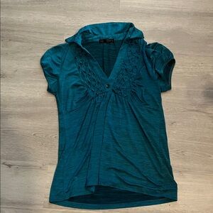 Teal Blouse with Pleated Design